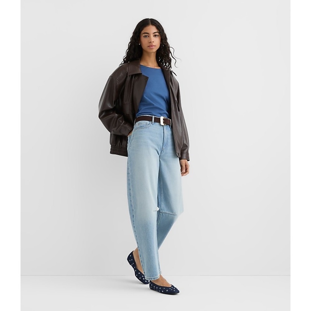 LOFT Rivete High Rise Barrel Jeans Light Wash No Size Tag Approx Size 8